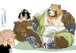  belly canine chibi clothing female fundoshi gyobu japanese_clothing jewelry male mammal moobs necklace nipples robe scar slightly_chubby tanuki tattoo tokyo_afterschool_summoners underwear yuritaro_0316 