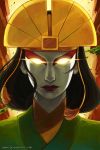  avatar:_the_last_airbender avatar_(series) avatar_state closed_mouth commentary english_commentary glowing glowing_eyes highres kyoshi_(avatar) lipstick looking_at_viewer makeup qinni solo watermark web_address 