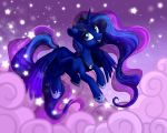  2017 blue_feathers cloud cosmic_hair crown cute equine eyebrows eyelashes feathered_wings feathers female feral flying friendship_is_magic hair hi_res hooves horn long_hair looking_at_viewer mammal my_little_pony night nude open_mouth open_smile outside portrait princess_luna_(mlp) purple_background royalty simple_background sky smile solo star starry_sky teal_eyes teeth tongue vird-gi winged_unicorn wings 