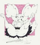  &lt;3 &lt;3_eyes 3_toes anus blush braixen breasts clubviacavo female happy nintendo open_mouth open_smile pok&eacute;mon pok&eacute;mon_(species) pussy pussy_juice_puddle signature sitting smile spread_legs spreading stick teeth toes video_games 