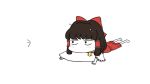  angry animated animated_gif barefoot bow brown_hair chibi cup drinking_glass full_body hair_bow hair_tubes hakurei_reimu looking_up lying manamanami on_stomach pillow ribbon-trimmed_sleeves ribbon_trim skirt solo_focus touhou trembling 