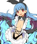  :d alternate_costume bangs black_gloves black_hairband blue_hair blunt_bangs blush bow breasts commentary_request dress elbow_gloves eyebrows_visible_through_hair frilled_dress frills gloves hair_bow hairband headband kula_diamond large_breasts long_hair looking_at_viewer midriff navel open_mouth red_eyes shunin smile snk snk_heroines:_tag_team_frenzy solo the_king_of_fighters work_in_progress 