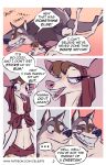  anthro canine celeste_(artist) cervine comic dialogue duo english_text female larger_male male mammal open_mouth size_difference smile text 