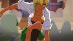  1girl animated animated_gif blonde_hair bounce bouncing_breasts breasts cleavage dark_skin gyaru hajimete_no_gal honjou_ranko large_breasts 