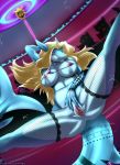  2018 anthro areola being_watched big_breasts breasts bubble clitoris clothing dancing detailed digital_media_(artwork) female fish group hair huntressgammerz inside legwear long_hair marine mostly_nude patterns pole pole_dancing presenting pussy shark solo_focus spread_legs spreading stockings 