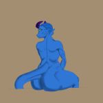  anthro big_butt butt horn kobold looking_at_viewer looking_back lugen lugen_kobold male nude scalie simple_background solo thick_thighs 