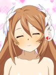  1girl brown_hair commentary_request flower hair_flower hair_ornament highres incoming_kiss long_hair marta_lualdi nude solo tales_of_(series) tales_of_symphonia tales_of_symphonia_knight_of_ratatosk 
