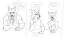  2016 annoyed anthro black_and_white black_nose cael_o&#039;donnell canine card card_game clothed clothing comic dialogue digital_media_(artwork) eye_patch eyewear fan_character father fox fox_mccloud fur gaming male mammal monochrome nintendo open_mouth parent playing_card shirt son speech_bubble star_fox star_fox_the_animated_series t-shirt tank_top video_games wolf wolf_hierophant wolf_o&#039;donnell young 
