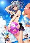  :3 :d ahoge animal arm_behind_head arm_up ball bangs bare_arms bare_shoulders beach beachball bikini black_bow black_footwear black_ribbon blonde_hair blue_bikini blue_eyes blue_hair blue_skirt blue_sky blue_swimsuit blurry blush bow breasts brown_hair casual_one-piece_swimsuit cat cleavage closed_mouth cloud collarbone commentary_request day depth_of_field dog dutch_angle expressionless eyebrows_visible_through_hair facing_away flip-flops floating_hair food food_in_mouth from_below front-tie_bikini front-tie_top grey_hair hair_between_eyes hair_intakes hair_ribbon hair_tie highres holding holding_ball holding_food hood hood_down hoodie horizon innertube jumping lens_flare long_hair looking_at_another looking_at_viewer looking_down mahcdai medium_breasts medium_hair miniskirt multiple_girls o_o ocean one-piece_swimsuit open_mouth original pink_bikini pink_footwear pink_ribbon planol_note ponytail purple_eyes ramune red_collar ribbon rum_ialis running sand sandals sausage see-through shadow shiny shiny_hair short_ponytail side-tie_bikini sidelocks skirt sky sleeveless sleeveless_hoodie smile standing star summer sun swimsuit twintails very_long_hair white_bikini wind yellow_hoodie 
