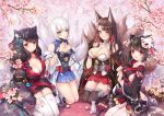  :d akagi_(azur_lane) animal_ear_fluff animal_ears azur_lane black_gloves black_hair black_legwear blush breasts brown_hair butterfly_hair_ornament cat_ears cat_mask cherry_blossoms chinese_commentary cleavage commentary_request cup death-the-cat fang floral_print fox_ears fox_tail fusou_(azur_lane) gloves hair_ornament highres japanese_clothes kaga_(azur_lane) large_breasts long_hair looking_at_viewer mask mask_on_head medium_breasts mimikaki multiple_girls open_mouth parted_lips partly_fingerless_gloves red_eyes sakazuki seiza short_hair sitting smile tail thighhighs white_hair white_legwear yamashiro_(azur_lane) zettai_ryouiki 