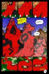  2006 anthro border claws comic dnapalmhead dragon english_text female gills growth macro muscular onomatopoeia red_scales redsaber scales scalie solo sound_effects speech_bubble text toe_claws traditional_media_(artwork) 