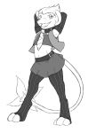  anthro clothed clothing cute fur girly grin kingatrandom_(kar) kyrio legwear luxray male miniskirt monochrome nintendo paws pok&eacute;mon pok&eacute;mon_(species) simple_background skirt smile solo video_games 