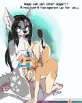  black_hair black_nose bone breasts brush brushing canine chew_toy dog eyewear female fur girly glasses grey_fur grooming hair husky hybrid male mammal nipples nude rika rika_(character) star tongue tongue_out undertale video_games wolf 