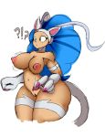  2016 ?! animal_humanoid areola big_breasts blue_hair breasts cat_humanoid claws darkstalkers erect_nipples felicia_(darkstalkers) feline female fur green_eyes hair hi_res humanoid jaynatorburudragon mammal navel nipples nude pussy simple_background solo surprise thick_thighs video_games white_background white_fur wide_hips 