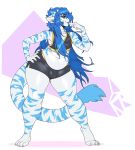  anthro boosterpang bulge clothed clothing crossdressing feline girly looking_at_viewer makeup male mammal overweight overweight_male smile solo standing tight_clothing 
