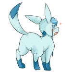  &lt;3 ambiguous_gender blush butt eeveelution featureless_crotch feral glaceon mammal matamata_(artist) nintendo open_mouth pok&eacute;mon pok&eacute;mon_(species) raised_tail simple_background solo video_games 