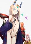  abigail_williams_(fate/grand_order) alcohol alternate_costume bags_under_eyes bangs banned_artist bare_shoulders beads black_bow blonde_hair blue_eyes blush bow breasts bug butterfly closed_mouth commentary_request constricted_pupils cosplay cup facial_mark fate/grand_order fate_(series) flying_sweatdrops forehead forehead_jewel forehead_mark grey_hair headpiece hips horn horns ibaraki_douji_(fate/grand_order) ibaraki_douji_(fate/grand_order)_(cosplay) insect japanese_clothes kimono kyoeiki lavinia_whateley_(fate/grand_order) long_hair looking_at_viewer multiple_girls navel off_shoulder open_clothes open_kimono orange_bow pale_skin parted_bangs polka_dot polka_dot_bow purple_eyes purple_kimono revealing_clothes sakazuki sake shuten_douji_(fate/grand_order) shuten_douji_(fate/grand_order)_(cosplay) simple_background stuffed_animal stuffed_toy tattoo teddy_bear thighs very_long_hair white_background wide-eyed wide_sleeves yellow_kimono 