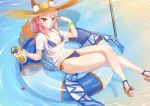  animal_ear_fluff animal_ears beach_umbrella bikini bikini_under_clothes blue_bikini blush breasts collarbone commentary_request crossed_legs day ears_through_headwear eating fate/grand_order fate_(series) food fox_ears fox_tail groin hat highres innertube large_breasts looking_at_viewer ocean outdoors parasol pink_hair shirt side-tie_bikini solo straw_hat swimsuit tail tamamo_(fate)_(all) tamamo_no_mae_(swimsuit_lancer)_(fate) towel umbrella wet wet_clothes wet_shirt wet_t-shirt yellow_eyes zie_(pannihe) 