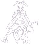  3_fingers 3_toes arthropod bee blush breasts clothed clothing clothing_lift dagger female hollow_knight insect insect_wings kurtassclear melee_weapon monochrome nipples panties polearm polleen presenting presenting_breasts scythe shirt shirt_lift simple_background solo toes underwear weapon white_background wings 