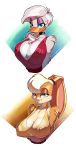  anthro avian big_breasts bird blue_eyes breasts cleavage clothed clothing daisy_duck disney duck female lagomorph lola_bunny looking_at_viewer looney_tunes mammal nipples rabbit taboolicious under_boob warner_brothers white-devil 