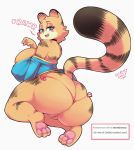  2018 anthro big_breasts big_butt blue_eyes breasts butt cat clothing collar digital_media_(artwork) english_text feline female garfield_(series) huge_breasts looking_at_viewer looking_back mammal mature_female pawpads pink_pawpads pussy_floss secretly_saucy signature simple_background solo sonja_(garfield) text thick_thighs white_background 