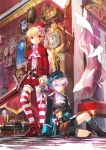  aisha_(elsword) blonde_hair book chung_seiker clock cross doll elsword elsword_(character) eve_(elsword) eyebrows_visible_through_hair gloves gothic hat key lace mask multiple_boys paper purple_eyes railroad_tracks red_eyes scorpion5050 sword toy_train weapon white_hair 