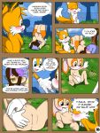  2013 anthro canine comic day eating_feces english_text eyelashes feces female fence fox hi_res lagomorph launny male mammal open_mouth outside penis pussy rabbit smile text unistar young 