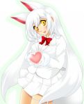  &lt;3 2016 5_fingers animal_humanoid big_breasts biped blush bow_tie breasts canine clothed clothing digital_drawing_(artwork) digital_media_(artwork) eyelashes female fox_humanoid front_view gloves hair half-length_portrait head_tilt humanoid humanoid_hands inari_ōkami inner_ear_fluff japanese japanese_mythology kemono_friends light_skin light_theme long_hair looking_at_viewer mammal mythology oinari-sama_(kemono_friends) open_mouth open_smile outline pleated_skirt portrait simple_background skirt smile solo standing suit tan_skin white_background white_clothing white_hair white_tail yellow_eyes 森乃 