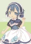  :d bad_id bad_pixiv_id blue_eyes blue_hair capelet commentary_request copyright_name green_background hairband highres konayama_kata made_in_abyss maid maid_headdress male_focus maruruk open_mouth otoko_no_ko signature smile solo twitter_username underbust whistle 