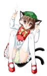  1girl animal_ears brown_eyes brown_hair cat_ears cat_girl cat_tail chen cigarette diaper female full_body hat highres multiple_tails peeing peeing_self shoes smoking solo tail thighhighs touhou transparent_background very_high_resolution 