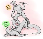  2018 anthro baldi baldi&#039;s_basics_in_education_and_learning ballbusting balls blush cock_and_ball_torture crocodilian digital_drawing_(artwork) digital_media_(artwork) duo english_text erection human male mammal nude penis reptile sailormoonfan666 scalie simple_background smile speech_bubble spoctor_theory text video_games 