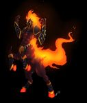  armor black_background centaur claws demon equine equine_taur flaming_hair glowing hair helmet male mammal personification sagittarius_(zodiac) simple_background solo taur undeadkitty13 western_zodiac 