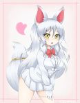  &lt;3 2018 animal_humanoid bent_over big_breasts biped blush bow_tie breasts canine clothing cocohasi digital_drawing_(artwork) digital_media_(artwork) female fox_humanoid front_view frown hair half-length_portrait hi_res humanoid humanoid_hands inari_ōkami japanese japanese_mythology kemono_friends light_skin long_hair long_tail looking_at_viewer mammal mythology oinari-sama_(kemono_friends) open_frown open_mouth pink_background pleated_skirt portrait simple_background skirt solo standing suit tail_ring tan_skin white_hair white_tail yellow_eyes 