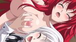  10s 2girls animated animated_gif blush breast_grab breasts eyes_closed grabbing high_school_dxd large_breasts multiple_girls nude red_hair rias_gremory smile talking toujou_koneko white_hair yuri 