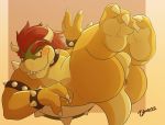  anus backsack balls blush bowser butt collar feet galaxia22 grin hair half-closed_eyes koopa legs_up lying male mario_bros nintendo nude on_back paws perineum presenting presenting_hindquarters red_hair scalie short_tail simple_background smile solo teeth video_games yellow_skin 