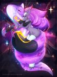  2018 5_fingers anthro breasts digital_media_(artwork) duo eyes_closed female fur grey_fur hair hug koveliana nintendo pok&eacute;mon pok&eacute;mon_(species) purple_scales reptile scales scalie smile snake tongue video_games zoroark 