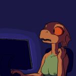  2018 animated anthro argonian breasts computer digital_media_(artwork) female kazerad lizard masturbation nipples nude oblivion open_mouth prequel quill-weave red_eyes reptile scalie simple_background sitting solo tail_masturbation the_elder_scrolls video_games webcomic 