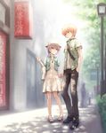  1girl angel_beats! casual couple hat height_difference hetero highres holding_hands kuinji_51go otonashi_(angel_beats!) spoilers tenshi_(angel_beats!) 