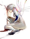  8981 abstract ayanami_rei bad_id bad_pixiv_id blood bodysuit highres neon_genesis_evangelion open_mouth plugsuit red_eyes sketch solo white_bodysuit white_hair 