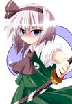  blush hitodama katana konpaku_youmu konpaku_youmu_(ghost) no_nose okumari solo sword touhou weapon 