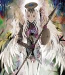  angel_wings armor grey_eyes helmet lips long_hair lord_of_vermilion matayoshi polearm shield solo spear standing valkyrie valkyrie_(lord_of_vermilion) weapon white_hair wings 