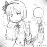  greyscale groceries hitodama konpaku_youmu konpaku_youmu_(ghost) monochrome myonde sketch solo touhou 