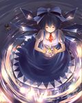  blue_dress blue_hair bow cirno dress frog from_above frozen frozen_frog glowing hair_bow highres hosimo ice ripples serious short_hair solo touhou water wings 