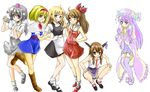  alice_margatroid alternate_hairstyle bad_id bad_pixiv_id casual hakurei_reimu highres ibuki_suika kirisame_marisa legs multiple_girls patchouli_knowledge ponytail scarlet_weather_rhapsody shameimaru_aya touhou yuni_(manyutin) 