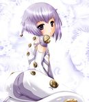  ar_tonelico ar_tonelico_iii bad_anatomy bodysuit braid flat_chest hair_ornament inumori_sayaka looking_back purple_eyes purple_hair short_hair sitting skin_tight solo tilia twin_braids 