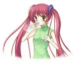  air amatsu_rin bad_id bad_pixiv_id brown_eyes bubble bubble_blowing drinking_straw long_hair michiru_(air) red_hair solo twintails 