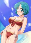  beach bikini blush day eris_radius green_eyes green_hair highres naoyuki short_hair solo super_robot_wars super_robot_wars_the_lord_of_elemental swimsuit 