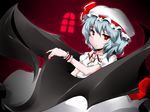  bad_id bad_pixiv_id bat_wings blue_hair hat mikage_kirino red_eyes remilia_scarlet short_hair solo touhou wings 