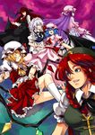  bat_wings blonde_hair blue_eyes blue_hair burnia flandre_scarlet hat head_wings hong_meiling izayoi_sakuya koakuma long_hair maid_headdress multiple_girls patchouli_knowledge pointy_ears purple_hair red_eyes red_hair remilia_scarlet short_hair touhou wings 