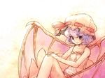  bat_wings camisole flat_chest hat looking_at_viewer remilia_scarlet short_hair smile solo touhou urin wings 